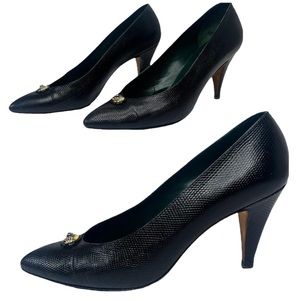 True Vintage GUCCI genuine exotic lizard kitten heels size 37 (6.5 US)